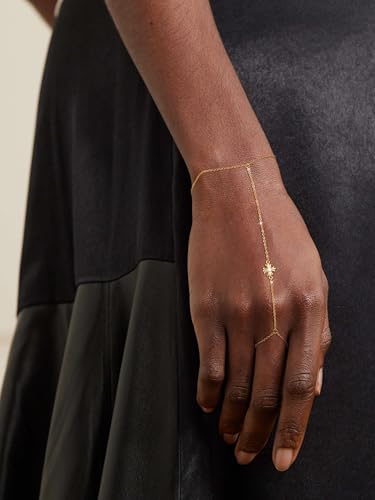 Moodear Mothers Day Gifts Gold Bracelet Stack for Women - Dainty Hand Chain Trendy Bead Link Ring Bracelets Set Waterproof Jewelry Gift - style: cross hand bracelet-GD
