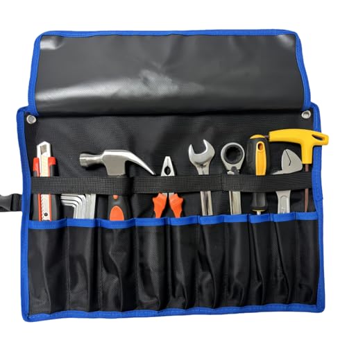 Roll Up Wrench Pouch SAE, Heavy Duty Canvas Tool Wrench Organizer Bag 10+10 Pockets (Only Pouch)