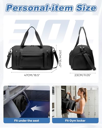 Gym Bag for Women,Travel Duffel Bag with Shoes Compartment Personal Item Carry On Overnight Bag for Mens Weekender Bag Training Handbag Sports Gym Tote Bag Yoga Bag Black - color: J1-Black