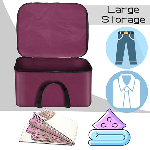 Storite 2 Pack Small Non-Woven Fabric Clothes Storage Bags | Foldable Wardrobe Organizer with Zipper & Handle | Underbed Cloth Storage Box for Sarees, Blankets & Toys (Non-Woven, 41_35_23.5 cm)