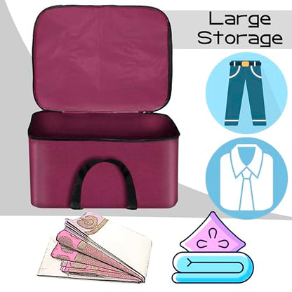 Storite 2 Pack Small Non-Woven Fabric Clothes Storage Bags | Foldable Wardrobe Organizer with Zipper & Handle | Underbed Cloth Storage Box for Sarees, Blankets & Toys (Non-Woven, 41_35_23.5 cm)