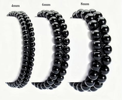 3Pcs Healing Crystal Turquoise Bracelets for Women Men 8mm 6mm 4mm Natural Stone Beaded Stretch Bracelet Jewelry Gifts for Women Girl - color: T2-Black Onyx