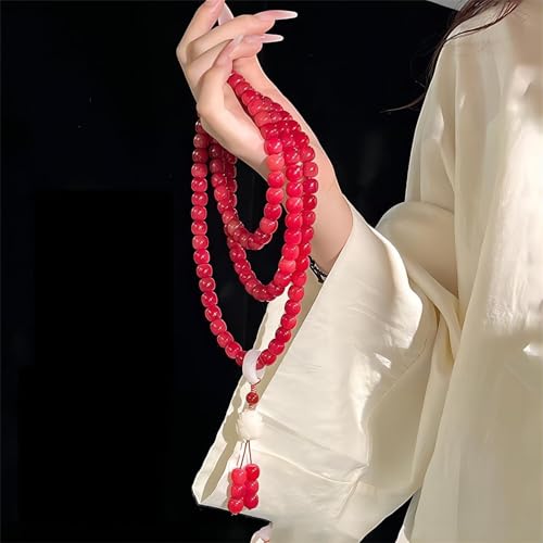 Mala Bead Strand Bracelet, 108 Buddhist Prayer Beads Yoga Meditation Green Malachite Beads Necklace Women man - style: 10mm Red Wine