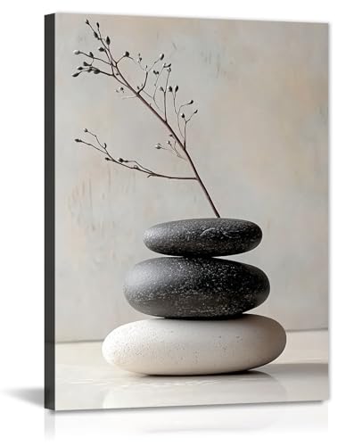GLOKAKA Zen Canvas Wall Art Balanced Spa Stone Pictures Minimalist Artwork Nature Inspired Painting Zen Meditation Calming Home Decor for Living Room Bedroom(Artwork-1,20"x30") - color: Artwork-1, size: 30L" x 20W"