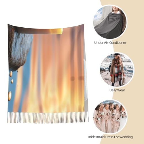 Candles Meditation Stones Scarf For Women Men Classic Tassel Cashmere Feel Shawls And Wraps Soft Warm Long Scarf For Women Gifts