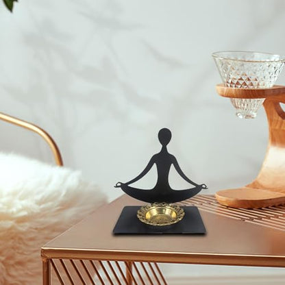 Fenteer Yoga Holder Burner Decorative Iron Art Abstract Figure Table Centerpiece Desktop Ornament for Living Room SPA, Style B