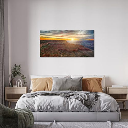 LevvArts National Park Canvas Wall Art Beautiful Sunset at Grand Canyon Arizona USA Scenery Picture Print on Canvas Modern Home Living Room Decor Art Stretched and Framed 24x48