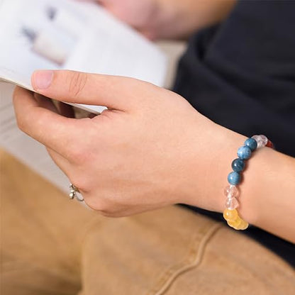 Strong Healing Crystal Bracelet 8MM Genuine Stone Bracelet Lucky Beaded Bracelet Chakra Bracelet 6.5 inch Positive Energy Inspirational Gifts for Women Mom - style: Motivation