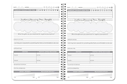 BookFactory Anxiety Journal Self Care Routine Tracking Track Stress & Anxious Triggers - 100 Pages, Wire-O, 6'' x 9'' (Made in USA) - style: Anxiety Wire-O