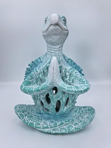 VVGIFTS Sea Turtle Meditation Yoga Decor, Garden Figurine Sea Turtle Meditating Coastal Beach Decorations, Zen Yoga Resin Statue for Home Office Decorations - color: Aqua Blue Hs