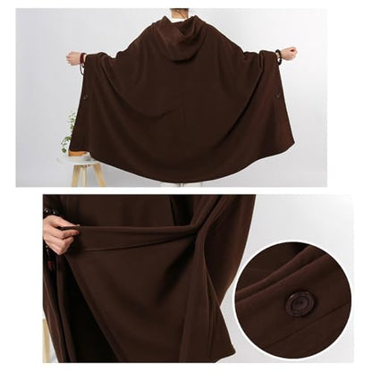 Unisex Meditation Hooded Cloak Warm Comfortable Autumn Winter Monk Clothing ﻿(Coffee,M)