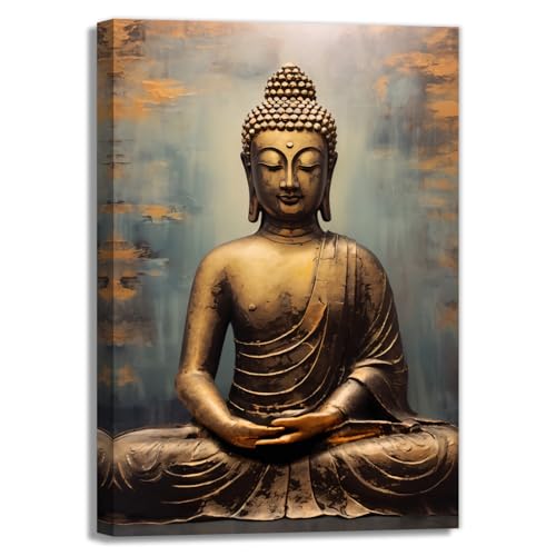 OAAPITI Buddha Canvas Wall Art Retro Buddha Statue Pictures Wall Decor Zen Painting Meditation Artwork For Spirit Bathroom Yoga Room Decor Frame(Artwork-4,12"x18") - color: Buddha-4, size: 18"L x 12"W