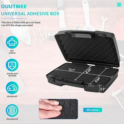 Portable Hard Case 12.2" x 9.85" x 3.77" with Customizable Diced Foam,Protects for Equipments, Electronics, Tools, Microphones, Recorder and More