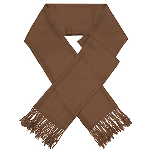 Glory Max Women Large Soft Silky Pashmina Shawl Wrap Scarf in Plain Solid Colors - color: Bronze