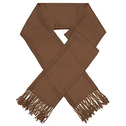Glory Max Women Large Soft Silky Pashmina Shawl Wrap Scarf in Plain Solid Colors - color: Bronze