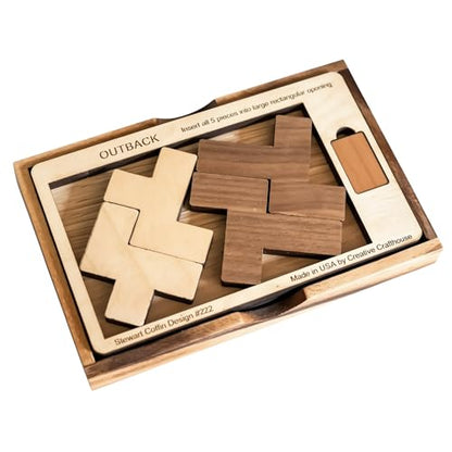 Creative Crafthouse Impossible Outback Puzzle - Multi Color Brain Teaser for Adults, 5-Piece Hard Wooden Puzzle, Difficult Puzzle Game Gift, Hard Brain Teasers - style: Brain teaser