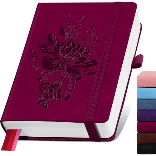 Lined Journal Notebook 365 Pages, A5 Leather Journals for Writing Women & Men, Hardcover Notebook with 100GSM Thick Paper, Daily Journal Notebook for Travel, Work, School, Note Taking, College Ruled - color: Port Red, size: Ruled-A5
