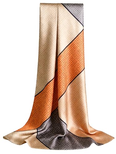 100% Mulberry Silk Oversized Women’s Sun-Shielding Shawl Formal Evening Neckwear Featherlight Airy - color: N18-indigo Bloom Scarf（69" X 21"inch）