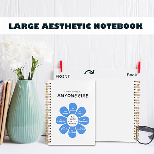 BearCake Notebook Journal, Blue Floral Notebook for Women,Journal for Women, Aesthetic Office Supplies Hardcover Spiral Notebook 5.5x8.3 640 - color: pattern-cactus blue