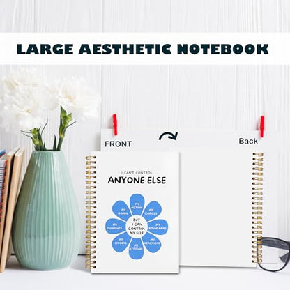 BearCake Notebook Journal, Blue Floral Notebook for Women,Journal for Women, Aesthetic Office Supplies Hardcover Spiral Notebook 5.5x8.3 640 - color: pattern-cactus blue