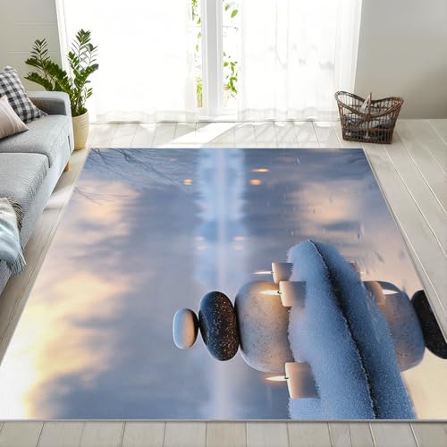 Zen Rugs for Bedroom - Zen Garden Rug 5x8, Zen Spa Area Rugs for Living Room Bedroom, Washable Non Slip Soft, Spiritual Meditation Carpet, Zen Garden Home Decor & Gifts - size: 5 x 8 ft
