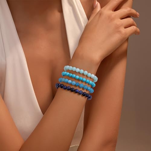 Vinswet 4mm 6mm 8mm Healing Crystal Bracelets for Women Men Natural Stone Beaded Stretch Bracelet Handmade Gemstone Reiki Spiritual Jewelry Gifts - color: Apatite, size: 6mm