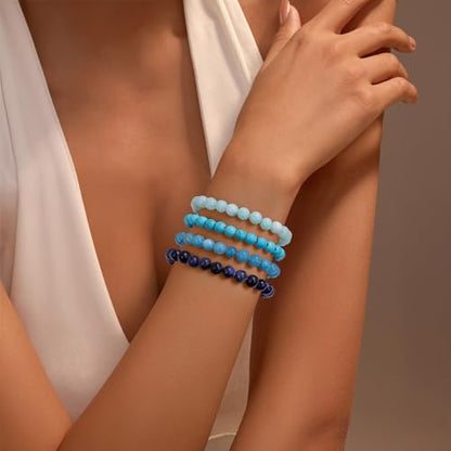 Vinswet 4mm 6mm 8mm Healing Crystal Bracelets for Women Men Natural Stone Beaded Stretch Bracelet Handmade Gemstone Reiki Spiritual Jewelry Gifts - color: Apatite, size: 6mm