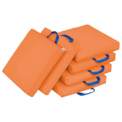 ECR4Kids SoftZone Floor Cushions, Square, Flexible Seating, Orange, 6-Piece - color: Orange