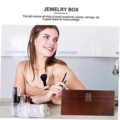 TOPPERFUN Sundries Storage Box Retro Wooden Organizer for Jewelry Items Decor Multi-functional Holder for Desktop Use