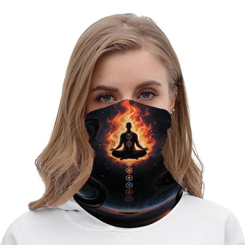 Blacklight Seven Chakra Yoga Meditation Neck Gaiter Bandana, Breathable & Comfortable Neck Warmer for Men Women, Dust & Wind Protection Ski Face Mask for Outdoor Sports