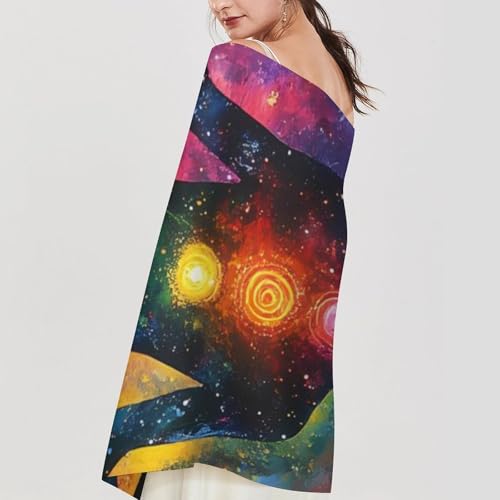 Meditating Cosmic Psychedelic Classic Scarf Soft Shawl Wraps for Women Warm Winter Accessories