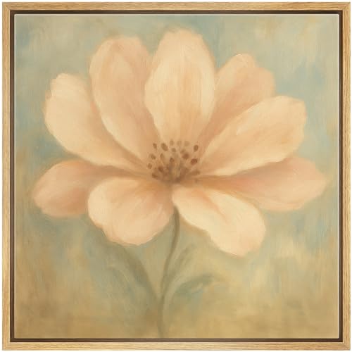 SIGNWIN Framed Canvas Print Wall Art Pastel Peach Blossom Romantic Floral Illustrations Fine Art Farmhouse/Country for Living Room, Bedroom, Office - 16"x16" NATURAL - color: BS18-2507-SAR08, size: 16L" x 16W"