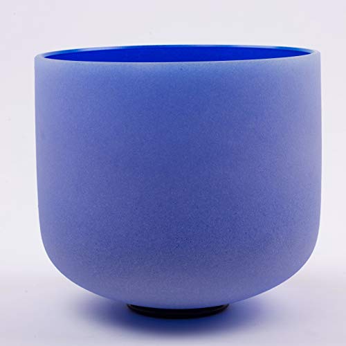 Leize Quartz Crystal Singing Bowl A# Note Third Eye Chakra Dark Blue 8" with Heavy Duty Carrying Case Suede Striker - color: dark blue, size: 8" A# Note