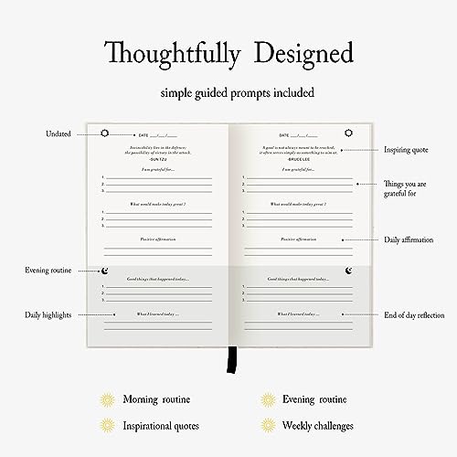 The Gratitude Journal - for More Mindfulness, Happiness, Positive Vibes, Affirmations, Productivity, and Self Reflection -Undated Daily Journal - color: Beige