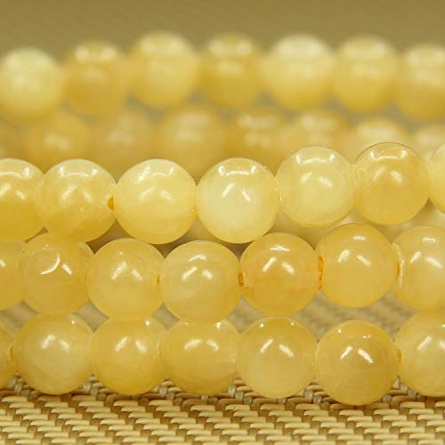 Angelstones Handmade Natural Healing Gemstone 6mm Round Beads Stretch Crystal Bracelet 7 Inch Unisex - color: Yellow Jade