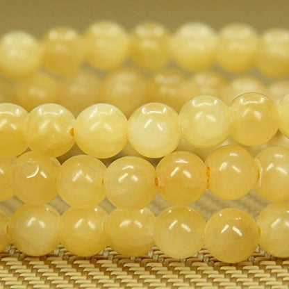 Angelstones Handmade Natural Healing Gemstone 6mm Round Beads Stretch Crystal Bracelet 7 Inch Unisex - color: Yellow Jade