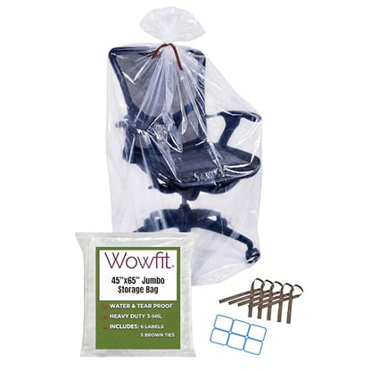 Wowfit 5 CT 45x65 inches Extra Large Clear Plastic Bags Perfect for Car Seat, Luggage, Suitcase, Stroller, Chair, Kids Bike and Attic Storage (3 Mil Flat Bags) - size: 45"x65"