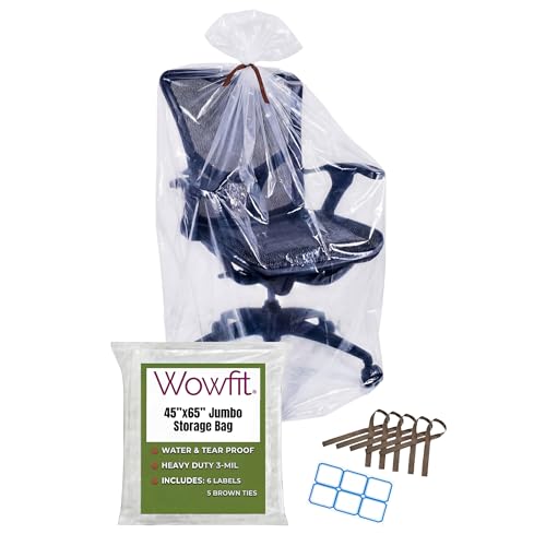 Wowfit 5 CT 45x65 inches Extra Large Clear Plastic Bags Perfect for Car Seat, Luggage, Suitcase, Stroller, Chair, Kids Bike and Attic Storage (3 Mil Flat Bags) - size: 45"x65"