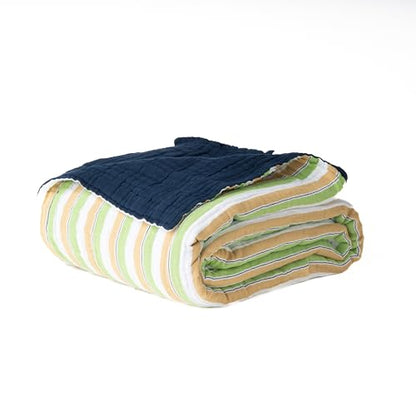 Salt Earth 100% Cotton Muslin Blanket, Gauze Blanket 55"X75" Twin, 6 Layered for Couch, Bed, Living Room, Home, Lightweight & All Season Blankets & Throws, Easy wash, Skin Friendly (Dress Blue/Print) - color: Dress Blue/ Print, size: 55"X75" Twin
