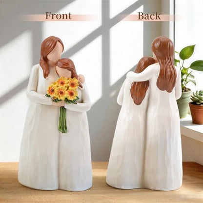 Mom Gifts from Daughter, Mother Daughter Figurine, Hand-Painted Resin Sculpture, Meaningful Birthday Mothers Day Valentines Day Gift, Home Decor Keepsake (Sunflower) - color: Mother Daughter Sunflower Figurine
