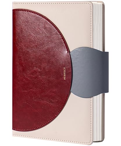 CAGIE Lined Journal for Women, 100GSM Leather Journals for Writing with Buckle Closure,A5 Hardcover Diary Journaling Notebooks for Business Work School Note Taking 5.9" x8.5 (Red) - color: Red