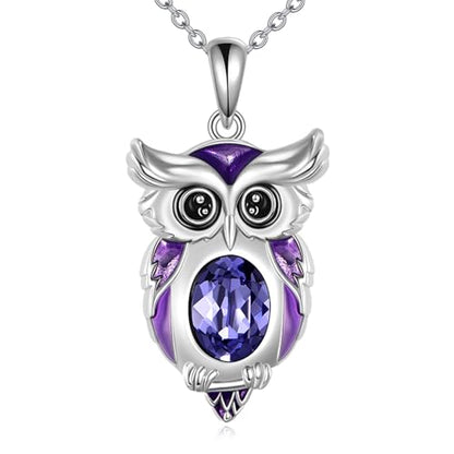 Animal Necklace 925 Sterling Silver Pendant Jewelry Gift for Women Animal Lover - style: Owl