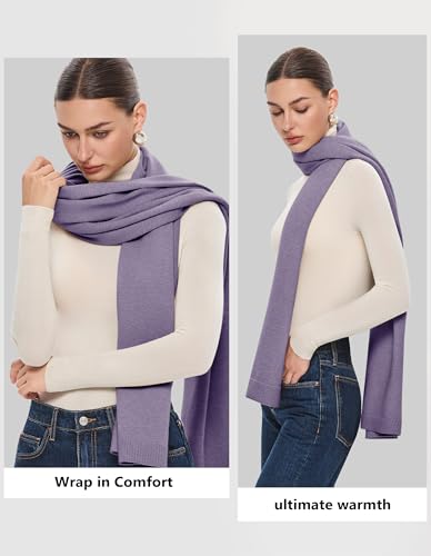 PULI Women's Pashmina Shawl Wraps for Evening Dress Large Scarf Blanket Long Wedding Bridal Winter Warm Shoulder Wrap - color: Dark Lilac