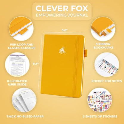 Clever Fox Empowering Journal for Teen Girls – Guided Self-Love Diary with Prompts – Gratitude & Manifestation Notebook, Teenage Gifts (Amber Yellow) - color: Amber Yellow