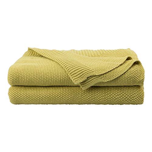PiccoCasa 100% Cotton Knit Throw Blanket,Solid Lightweight Decorative Throws and Blankets,Soft Knitted Throw Blanket for Sofa Couch, Dark Sea Green 50" x 60" - color: Dark Sea Green, size: Throw (50" * 60")
