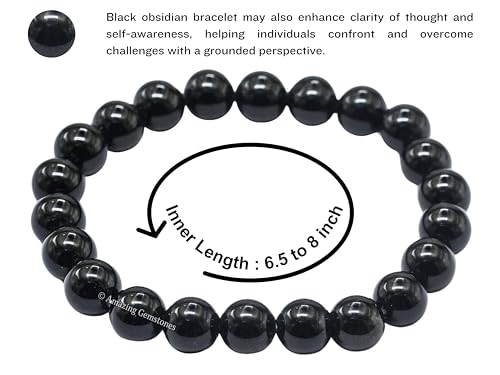Amazing Gemstone Crystal Bracelet for Women Men's Gifts - Protection Healing Crystal Bracelet - 8mm Gemstone Beaded Stretchable Bracelet Pulseras Para Hombres Mujer Stocking Stuffers Mothers Day Gift (Black Obsidian) - color: Black Obsidian