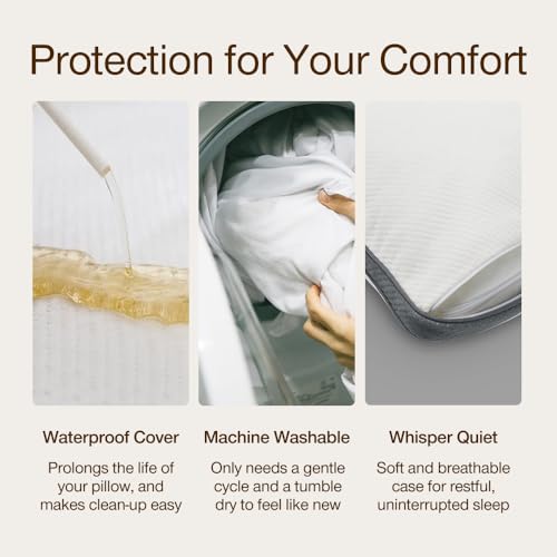 Coop Home Goods Ultra-Tech Pillow Protector for Memory Foam Pillows, Waterproof, Pack of 2 Queen Size Pillow Covers, Oeko-Tex Certified, Breathable, Zippered Covers, Machine Washable