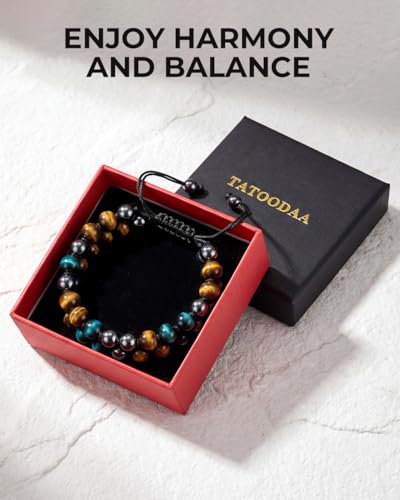 Triple Protection Bracelet - 8mm Tiger Eye, Hematite & Black Obsidian Beads - Handmade Healing Crystal Energy Bracelet for Luck & Anxiety Relief - Adjustable Spiritual Jewelry Gift for Men & Women - color: colorful (set 64)