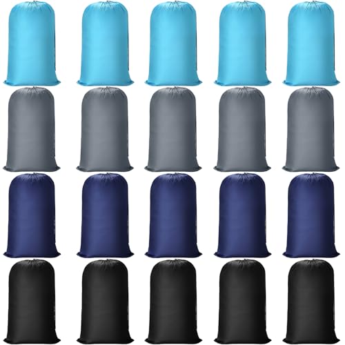 Nuogo 20 Pcs Laundry Bag Washable Travel Laundry Bags with Drawstring Lock Closure Large Heavy Duty for Camping Tent Blankets Dirty Clothes Yarn Fabric Storage, 38 x 24 Inches(Mixed Color) - color: Mixed Color