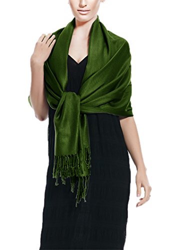 Peach Couture Women’s Pashmina Shawl Wrap – Warm Long Large Scarf for Evening Dress, Bridesmaid, Wedding & Bridal Wear - color: Forest Green